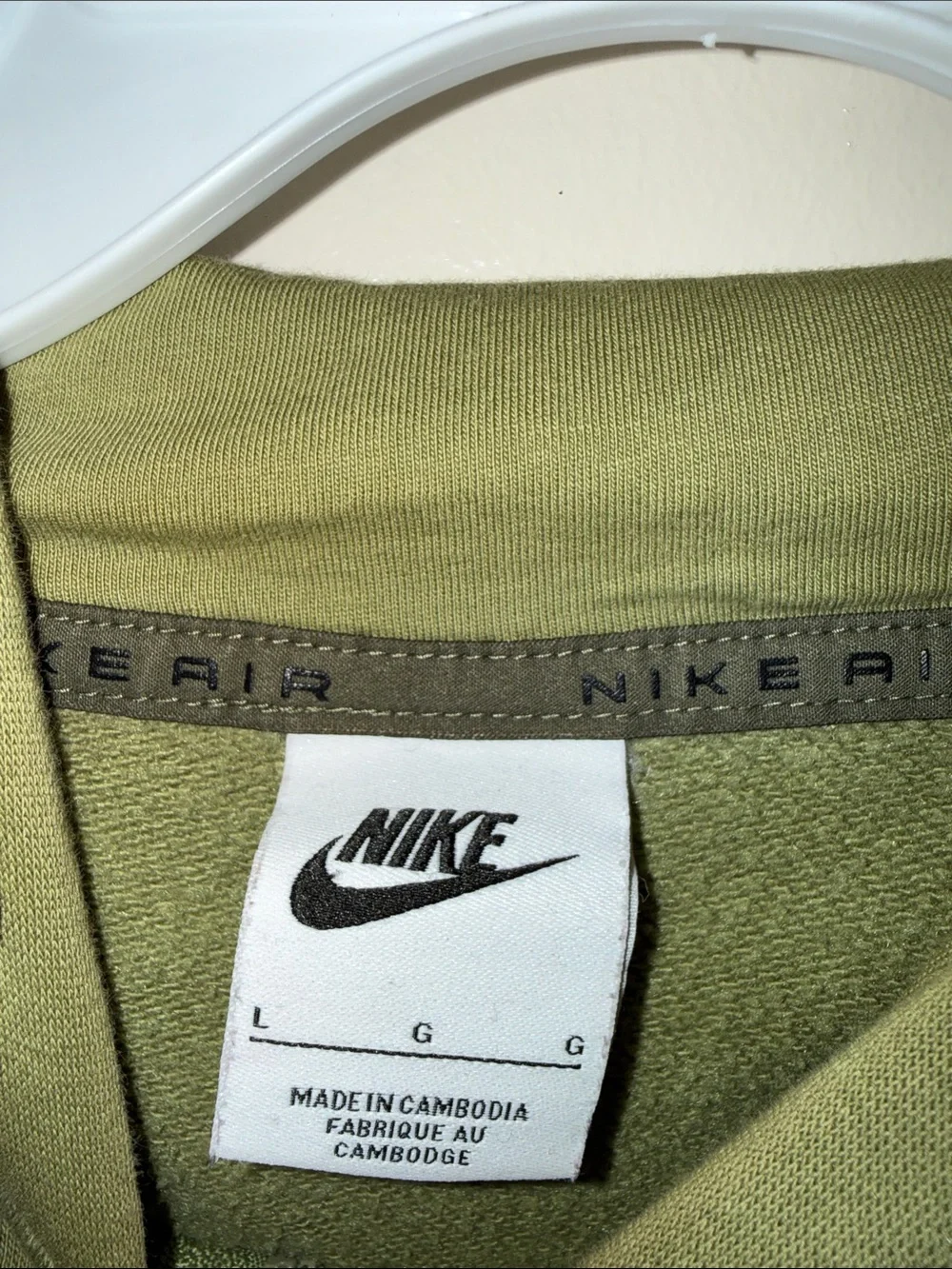Nike Olive Cropped Zip-Up Hoodie for Women